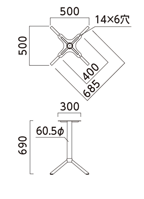 テーブル脚　図面