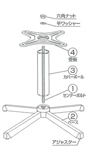 組立説明図｜テーブル脚｜店舗家具 ピースワーク