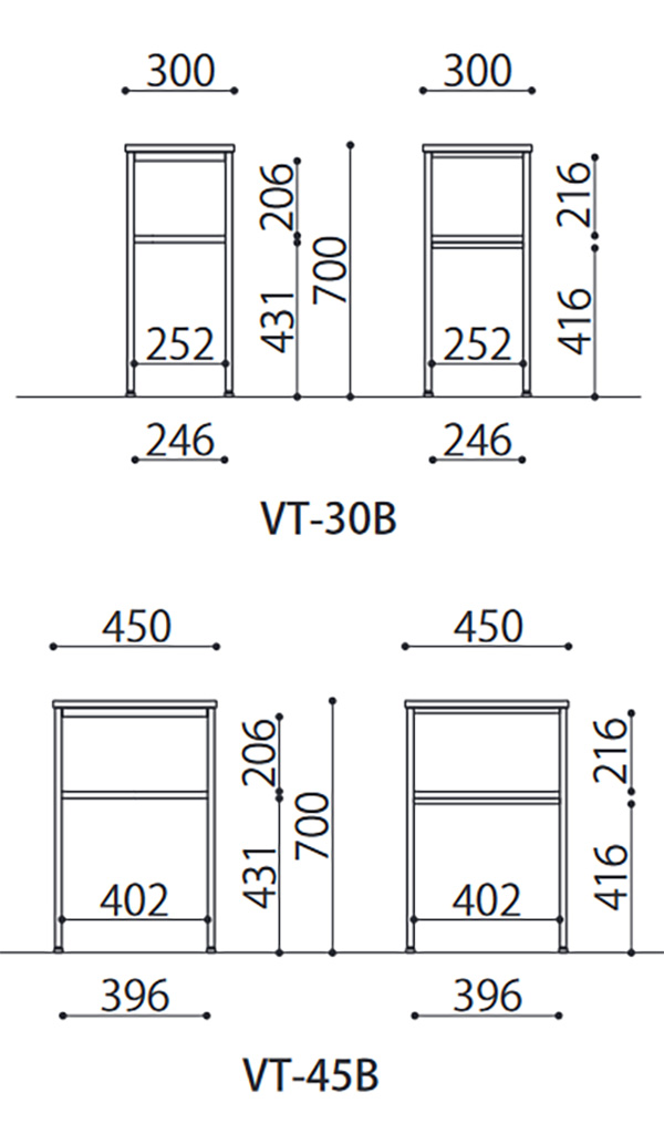 抗ウイルス・抗菌天板・多目的スタンド VT-30B/45B