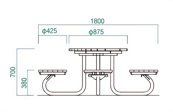 テーブル一体型ベンチ RB-875(組立式)